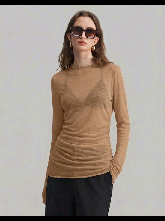 SHEIN Tops - Sheer Long Sleeve Shirt
